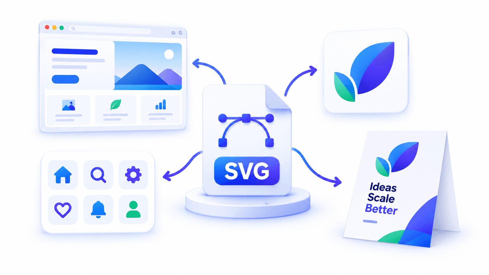 SVG artwork used in responsive websites, icon sets, logos, and print design