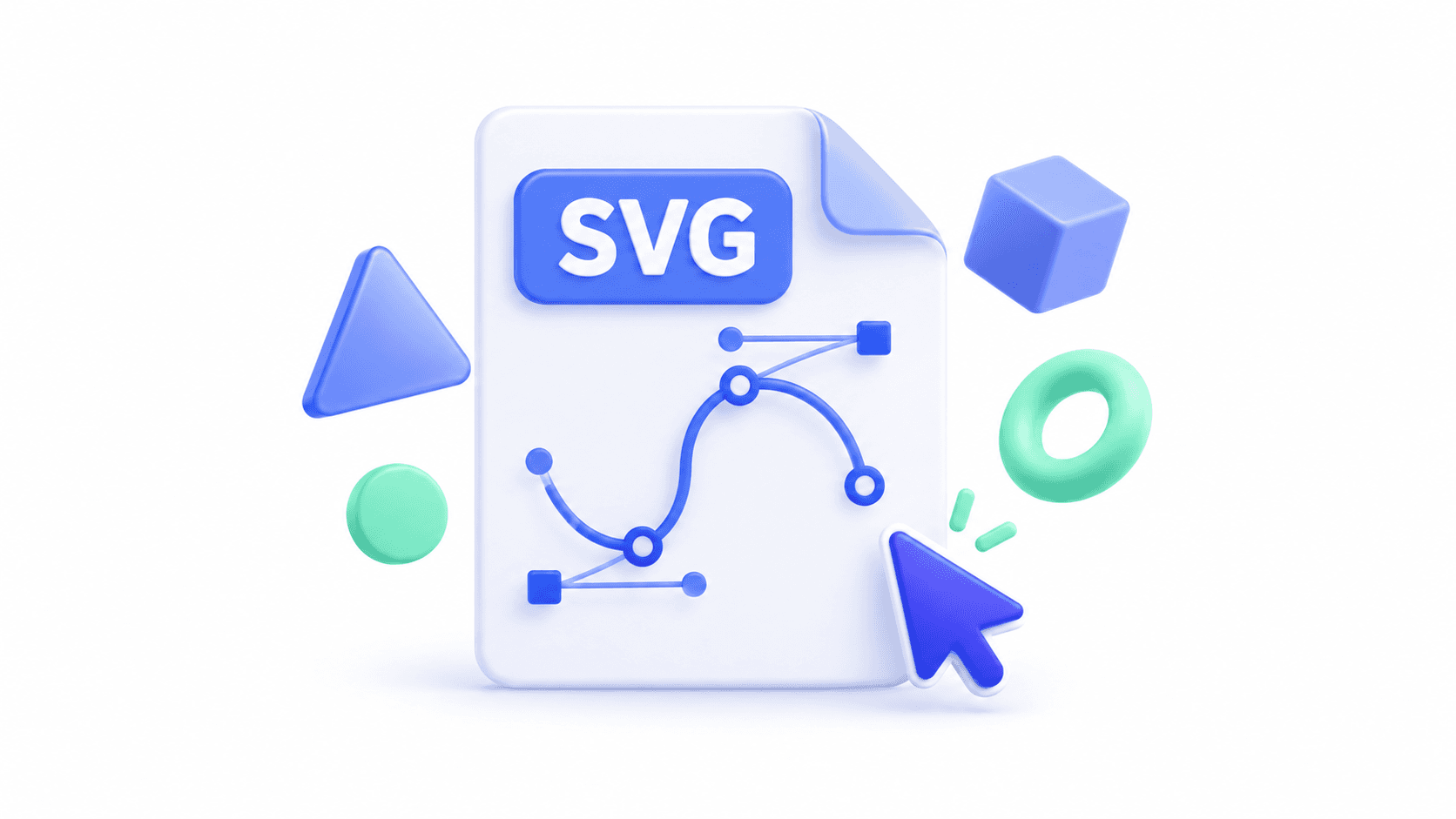 SVG document with an editable Bezier curve and geometric shapes