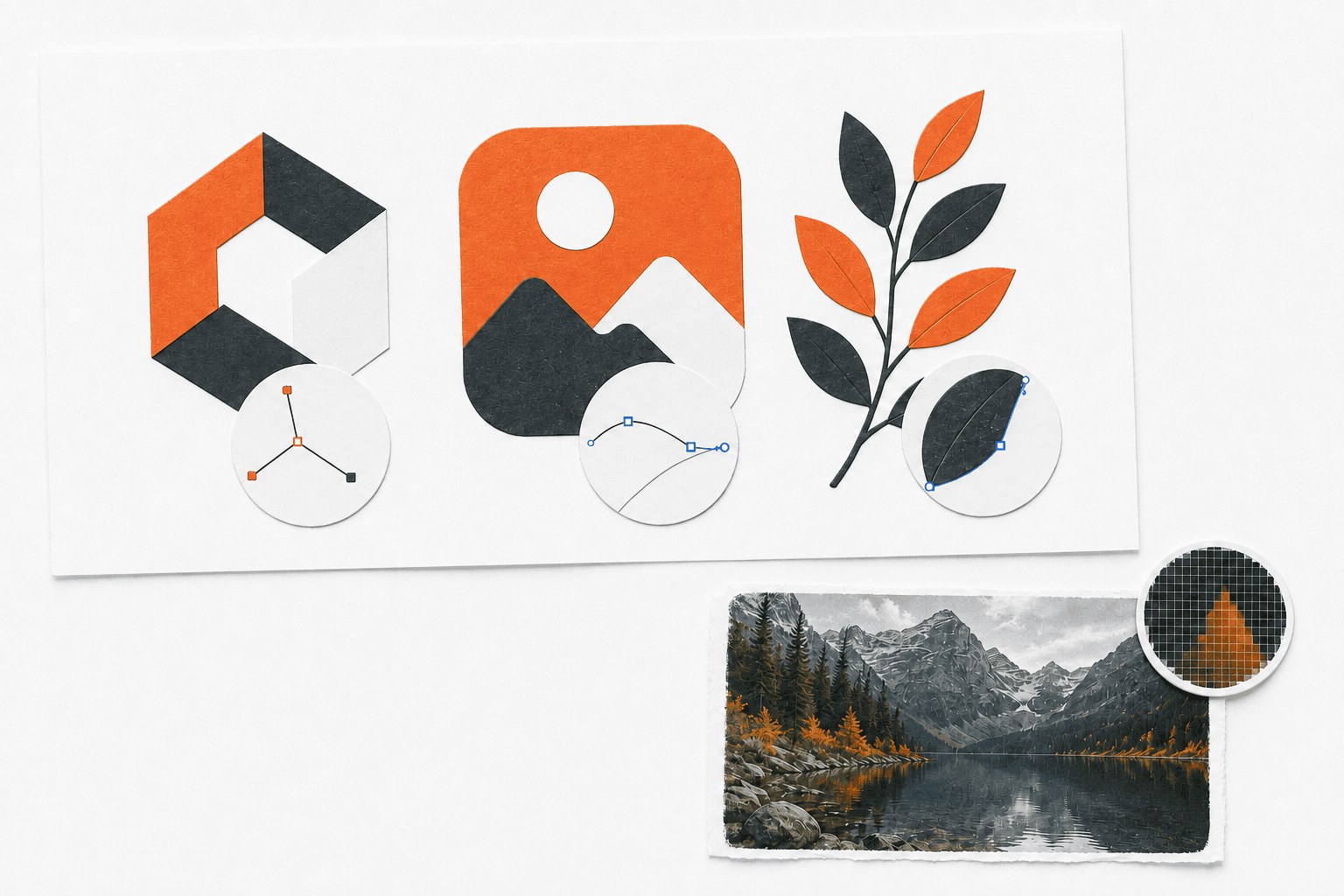 A graphic being refined for clean and editable output